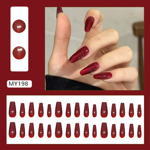Ongles à presser de luxe œil de chat rouge pour la Saint-Valentin, en ABS, à utiliser sur les doigts avec colle, option logo personnalisé, vente en gros - Product Image 4