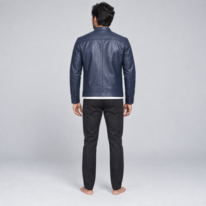 Veste en cuir pour homme, conçue avec une coupe moderne, une texture en cuir durable, une doublure douce et un style intemporel pour un usage quotidien décontracté. - Product Image 4
