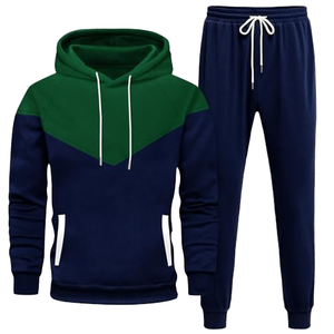 Ensemble de survêtement décontracté pour homme avec sweat à capuche et pantalon de jogging à blocs de couleur, manches longues et cordon de serrage, idéal pour l'automne - Product Image 1