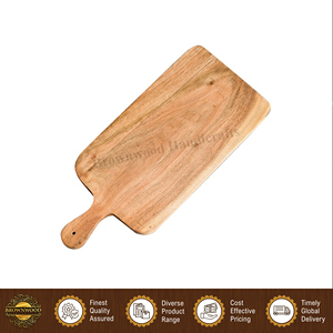 Tabla de Cortar de Madera de Acacia con Diseño Atractivo, Tabla para Preparar y Servir Alimentos, Tabla de Cortar con Asa - Product Image 3