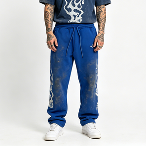 Pantalon de survêtement streetwear oversize personnalisé pour homme, style vintage délavé avec imprimé graphique, pantalon de jogging OEM ODM, marque privée, survêtement en molleton - Product Image 6