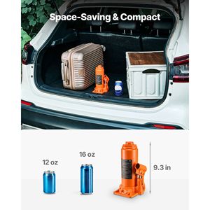Martinetto Idraulico a Bottiglia Saldato da 10 Tonnellate (22046 Libbre) per Auto e SUV, Gamma di Sollevamento 9.3-18.5 Pollici, Resistente per Veicoli Pesanti - Product Image 6