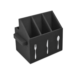 Organisateur de rangement en bois artisanal avec poignées métalliques pour les besoins de salle à manger et de service - Product Image 5