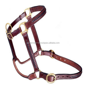 In Stock Equestrian Adjustable Leather Horse Bridle Halter Custom made hand braided design <b>padded</b> Leather Horse Halter - Product Image 1