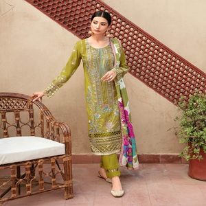 Venta de Eid, vestidos de trabajo bordados pesados indios y paquistaníes, Saari de tres piezas Salwar Kameez pakistaní e indio para mujer - Product Image 5