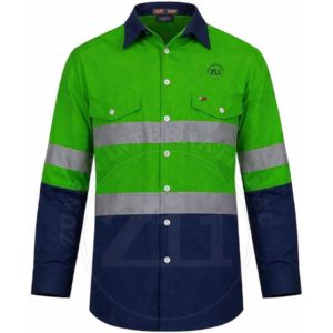 Camisa de Seguridad Reflectante ZUNEZI, Verde Marino, Manga Larga, Alta Visibilidad, Chaqueta de Trabajo para Fábrica/Taller, Corte Regular - Product Image 4