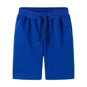 Shorts Bermuda pour Homme en Coton Respirant Bleu Uni à Séchage Rapide avec Logo Frontal et Cordon de Serrage à la Taille, Tricoté Décontracté - Product Image 1