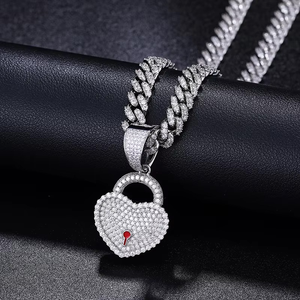 Collier Pendentif Cœur en Argent Sterling 925 pour Femme avec Diamant Moissanite Taille Brillant, Style Hip Hop, Fête, Punk, Tendance - Product Image 6