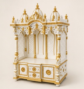 Big Swaminarayan Guruparama <b>Mandir</b> for Home White and Gold Wooden Pooja <b>Mandir</b> for Home Traditional Indian Puja Ghar USA Homes - Product Image 4