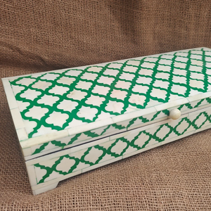 Boîte à bijoux artisanale indienne en os incrusté, personnalisable, style classique, design peu encombrant, fonctionnalités multifonctions - Meilleure boîte de rangement - Product Image 1