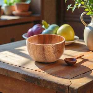 Acacia Wood Bowl Japanese Style Rice & <b>Small</b> Soup Bowl Natural Kitchen Tableware Minimalist Salad Dish Mini Dough Bowl - Product Image 6