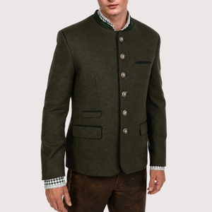 Chaqueta Tradicional Bávara Alemana para Hombre, Chaqueta Trachten Premium Personalizada con Cuello Alto y Logotipo Frontal, para Actividades al Aire Libre en Invierno, de Lana - Product Image 4