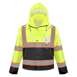 เสื้อกันฝน เสื้อแจ็คเก็ตนิรภัย เสื้อกันน้ำแบบสะท้อนแสง ระดับ Class III เสื้อคลุมกันฝนแบบมองเห็นได้ชัดเจน ชุดทำงานสะท้อนแสง ชุดป้องกันสำหรับกิจกรรมกลางแจ้ง - Product Image 1