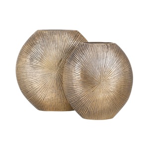 Jarrón Moderno de Latón Chapado en Oro, Diseño Circular, Estilo Glamuroso, Decoración de Escritorio para Interiores, para Flores o Plantas Verdes - Product Image 3