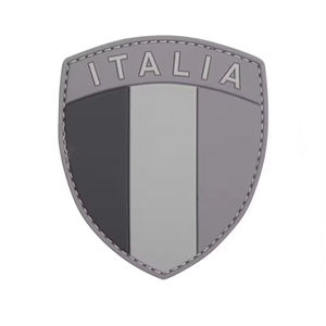 Italia Shield 3D Rubber Patch Sew-On <b>Badge</b> Gray Embossed Design - Product Image 5