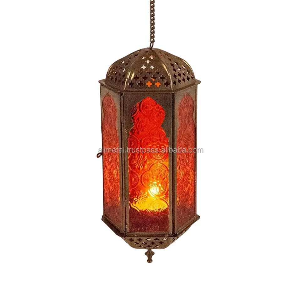 Festival iç ve dış dekorasyon için asılı Vintage turuncu parlayan fener özelleştirilebilir