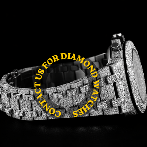 Reloj Cronógrafo Redondo con Diamantes Moissanite en Oro Blanco, con Fecha Automática y Resistencia al Agua, en Venta - Product Image 3