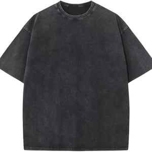 Camiseta Oversize de Manga Corta con Cuello Redondo, Lavado Ácido, Estilo Urbano, con Logo Frontal Personalizado, Efecto Vintage, 220g, Lisa, OEM - Product Image 1