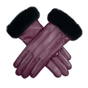 Leather safety breathable <b>gloves</b> with fur cuffs - Product Image 1