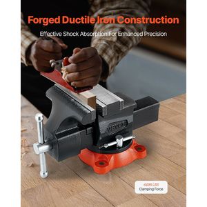Morsa da banco multiuso con apertura ganasce da 5,5 pollici, base girevole a 360 gradi con blocco, profondità gola 2,8 pollici, apertura massima ganasce 5,5 pollici - Product Image 2