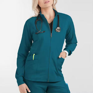 เสื้อแจ็คเก็ตซิปสำหรับบุคลากรทางการแพทย์ พยาบาลและแพทย์ ชุดทำงานโรงพยาบาลสำหรับบุรุษและสตรี เสื้อคลุมแบบสครับ ระบายอากาศได้ดี น้ำหนักเบา - Product Image 5