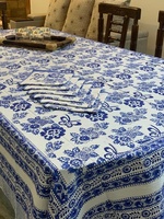 Nappe florale faite à la main style Asie du Sud-Est 100% coton, 1 nappe et 6 serviettes assorties, décoration intérieure, facile à nettoyer, pour mariage et fête