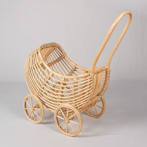 Cochecito de mimbre para muñecas, carrito de ratán hecho a mano, cochecitos de alta calidad, cochecito de juguete. - Product Image 5