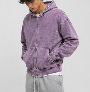 Sweat à capuche unisexe zippé, décontracté, coupe classique, en molleton bouclette lavé et respirant, anti-boulochage, couleur unie, style hiver - Product Image 1