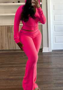 Conjunto de Top Corto con Cierre y Pantalones para Mujer, Ropa Casual de Dos Piezas, Tejido Suave, Corte Ajustado, Atuendo Diario para la Calle - Product Image 4