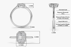 best quality Platinum Emerald Cut Diamond Engagement <b>Ring</b> Bezel Setting Octagon Shape Women's Classic Fine Jewelry - Product Image 5