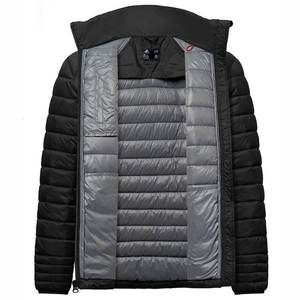 Veste d'hiver épaisse en duvet coupe-vent noire pour homme avec col montant - Product Image 1
