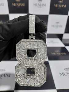 Colgante de Moissanita Número 8 de Plata de Ley 925 con Incrustaciones de Diamantes, Estilo Hip Hop, Pasa el Test de Diamantes - Product Image 2