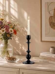 <b>Black</b> Charm <b>Candlestick</b> Holder with Ball Design for Home Decoration Durable Metal Finish - Product Image 4