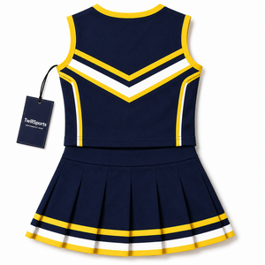 Uniformes de danse de cheerleading pour filles, imprimés par transfert thermique, avec crop top et short longs, service OEM en gros - Product Image 3