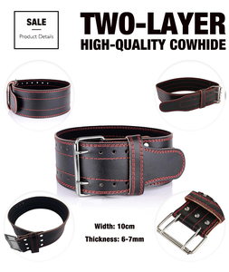 Leather Weightlifting <b>Belt</b> Adjustable Waist Support Buckle Closure for Strength Training Men's Gym <b>Powerlifting</b> <b>Belt</b> - Product Image 5