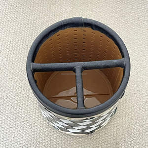 2026 Handcrafted Cow Leather <b>Pen</b> Holder Desk Organizer with Black <b>White</b> Checkered Designer Handmade Office Storage Accessory - Product Image 6