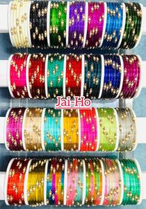 Juego de Braj Sundari de Vidrio Colorido de Primera Calidad, Braj Tradicionales Geométricos Románticos para Novia, Braj Étnicos para Boda India - Product Image 3