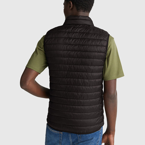 <b>Men's</b> <b>Black</b> Quilted Puffer <b>Vest</b> Stand Collar Zipper Closure Windproof Casual Winter Outerwear Sleeveless Lightweight Gilet - Product Image 4