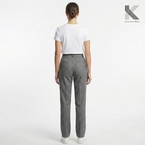 Pantalones Casuales de Algodón para Mujer, Corte Recto, Frente Plano, Tela Twill, Ecológicos, para Oficina, OEM ODM - Product Image 3