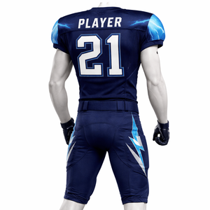 Vêtements de sport d'équipe respirants en gros : Maillot et pantalon de football américain personnalisés pour hommes, motif éclair bleu - Product Image 4