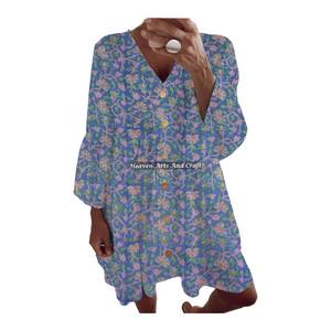 Vestido de Algodón para Primavera/Verano, Diseño Boho, Estampado en Bloque, Fabricación de Alta Calidad de la India, Hermoso Algodón Estampado a Mano - Product Image 5