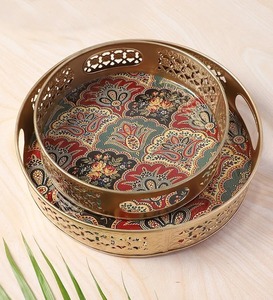 Elegant Decor Metal Pichwai <b>Jar</b> with Tray Antique Finish <b>Decorative</b> Storage <b>Jar</b> for Home Temple and Festive Use - Product Image 4