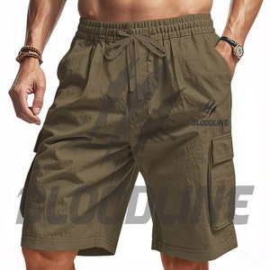 Pantalones Cortos Cargo Blancos para Hombre Bloodline, Cintura Media, Cordón Ajustable, Secado Rápido, Logotipo Frontal Impreso, Estilo Casual Bermuda - Product Image 4