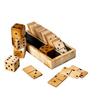Ensemble de dominos et de dés en résine d'os antique de luxe pour enfants et adultes, jeu de société classique pour l'intérieur, cadeau idéal - Product Image 1