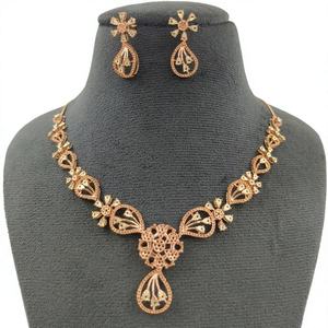 Conjunto de Collar de Oro 18K con Diamantes Naturales de Moda, Elegante Montura Ghat, Joyería Nupcial para Mujer, Chapado en Rodio - Product Image 4