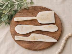 Handmade Eco-Friendly Durable Right-Handed Dishwasher Microwave Safe Home Kitchen Resin <b>Cheese</b> <b>Knife</b> <b>Set</b> Marble Texture Aqua - Product Image 3
