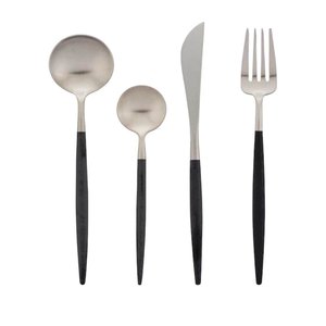 Ensemble de couverts en acier inoxydable doré, fourchette, couteau, cuillère, design minimaliste, passe au lave-vaisselle, pour la restauration, la table à manger, les mariages - Product Image 4