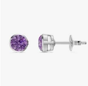 White Gold Plated Amethyst Bezel Drop <b>Earrings</b> 925 Sterling <b>Silver</b> Luxury Design Wedding Elegant Fine Jewelry - Product Image 1