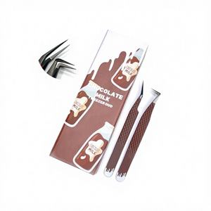 Juego de Pinzas para Extensión de Pestañas de Chocolate Premium, Punta Puntiaguda, Herramientas de Precisión, Acero Inoxidable, Antiestáticas, Duraderas - Product Image 1