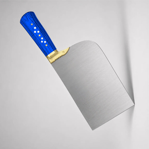 Couteau à viande robuste PK-DR, lame large argentée, manche en bois bleu, poignée rivetée avec embout doré, couteau de boucher pour hacher la viande - Product Image 5